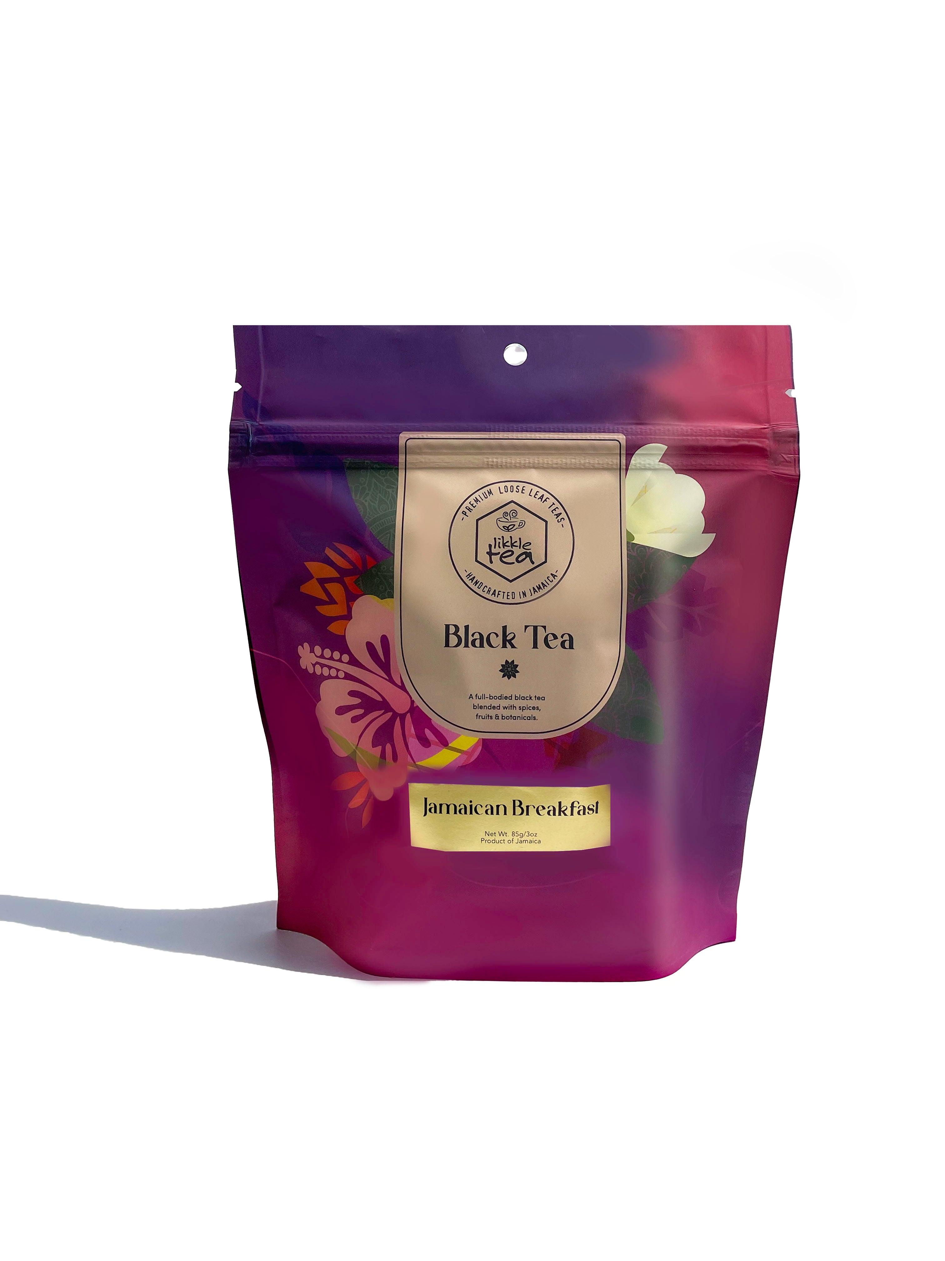 Jamaican Breakfast Black Tea in a beautifully designed floral bag